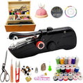 Handheld Sewing Machine with Wooden Storage Box - Portable Repair Kit
