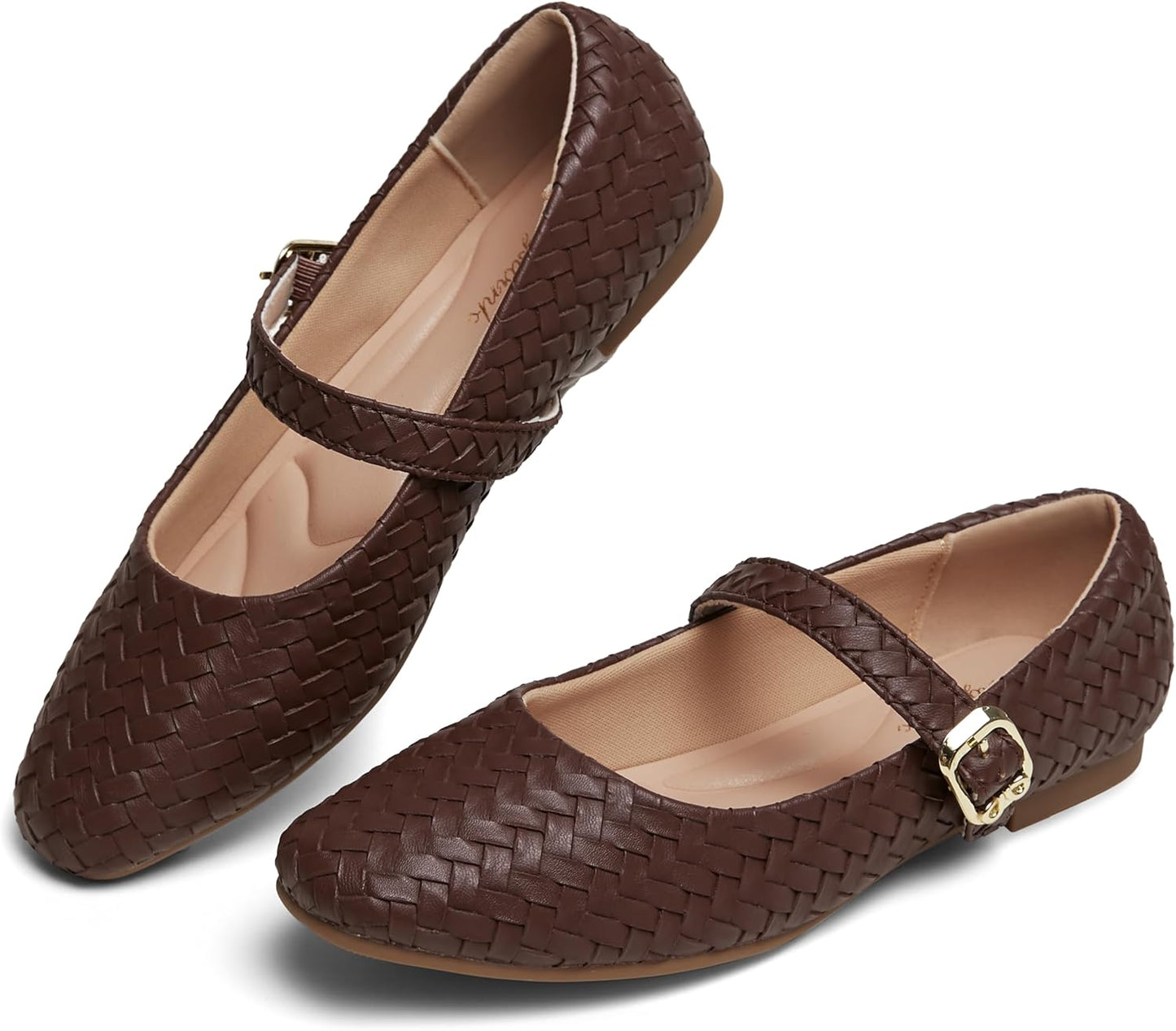 Trendy Brown Mary Jane Shoes Women Flats with Strap and Buckle
