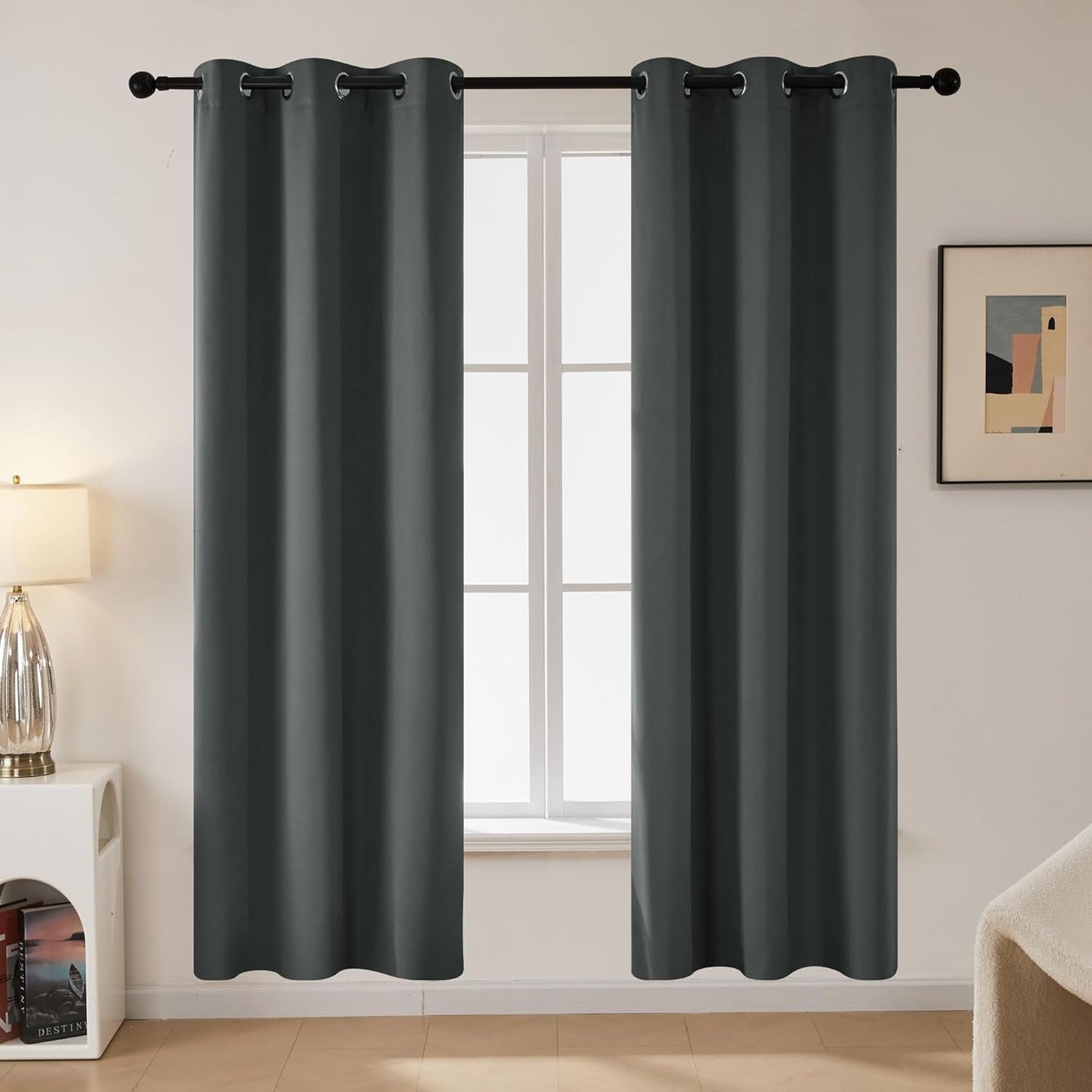 Oeko-TEX Certified Blackout Curtains - Sustainable & Stylish Dark Grey - 38x63