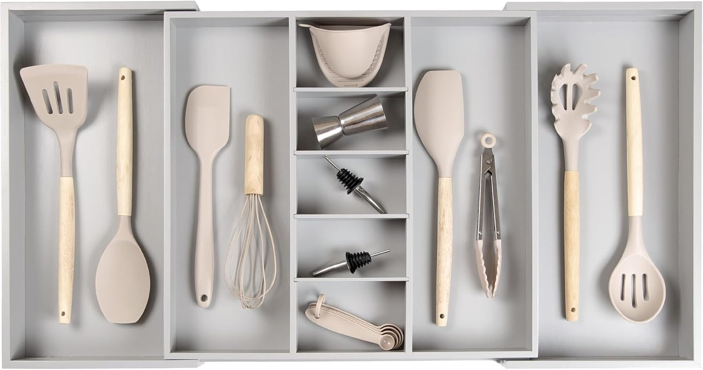 Adjustable Kitchen Drawer Organizer for Utensils and Junk Storage