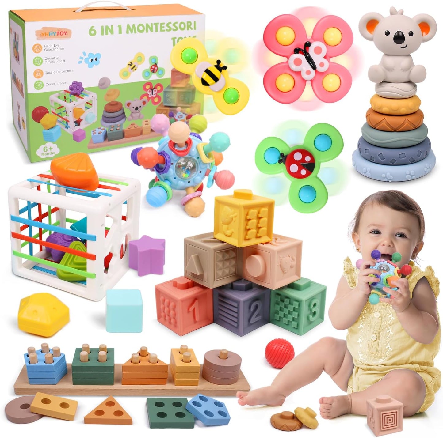 6-in-1 Montessori Baby Toys Set for Infants and Toddlers