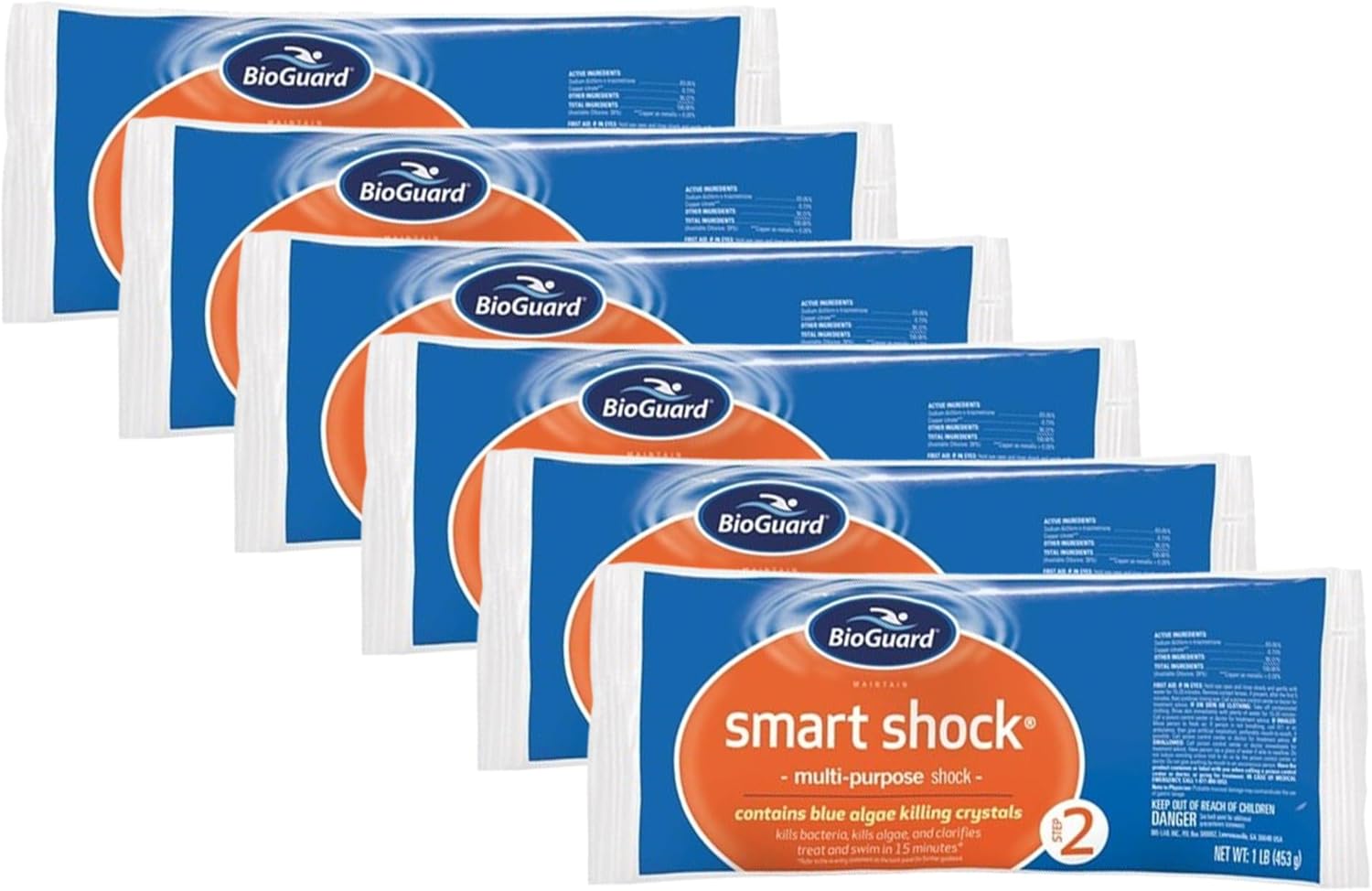 BioGuard Smart Shock 1 lb Pack of 6 for Pool Maintenance