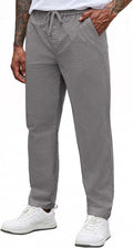 Mens Casual Drawstring Chino Pants - Comfortable Tapered Twill