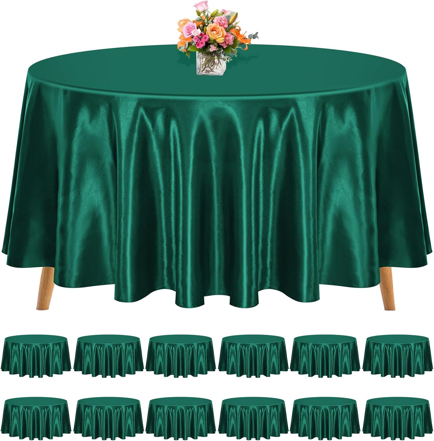 120 Inch Round Tablecloths in Hunter Green for Elegant Events