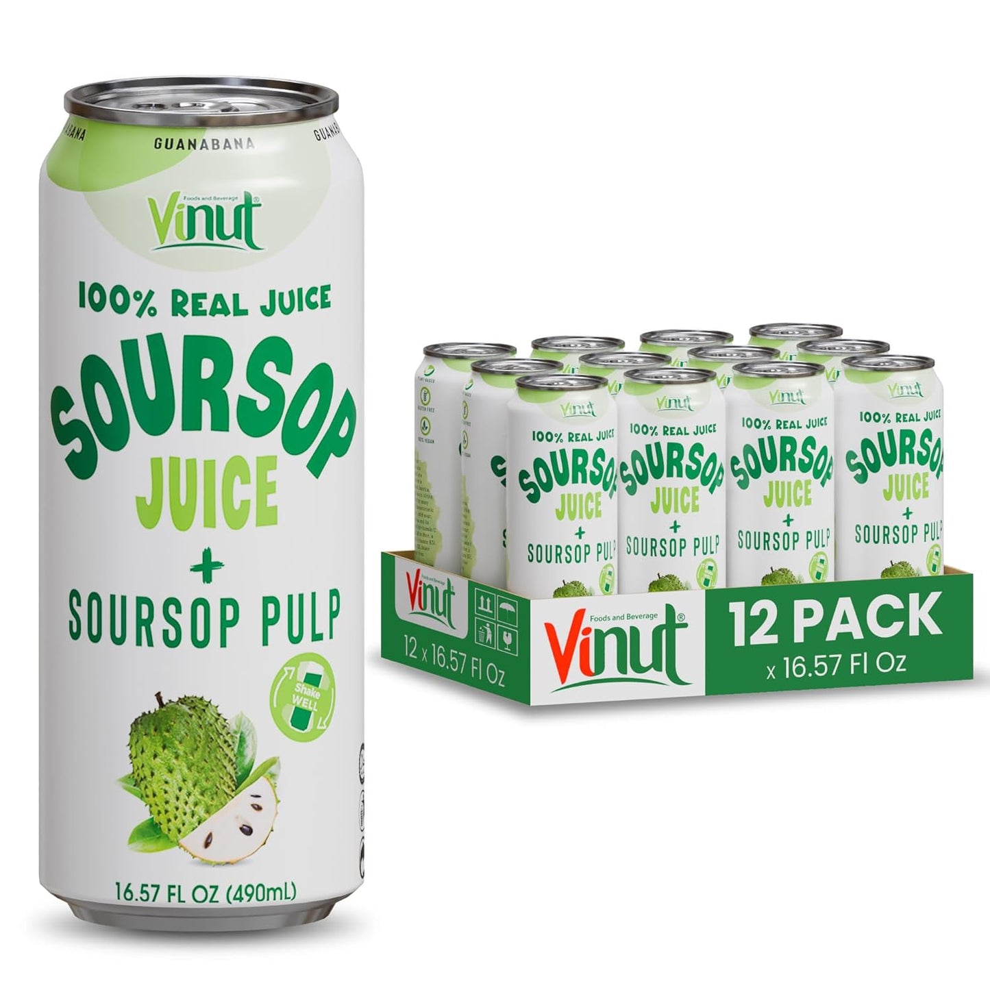 Vinut 100% Soursop Juice With Pulp - Refreshing Natural Drink