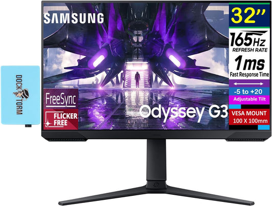 SAMSUNG G32A 32 FHD Monitor: 165Hz 1ms FreeSync, Eye Saver Mode