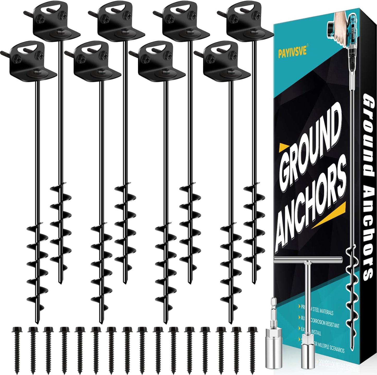 25 Inch Ground Anchors with Upgraded Spiral Blades for Stability