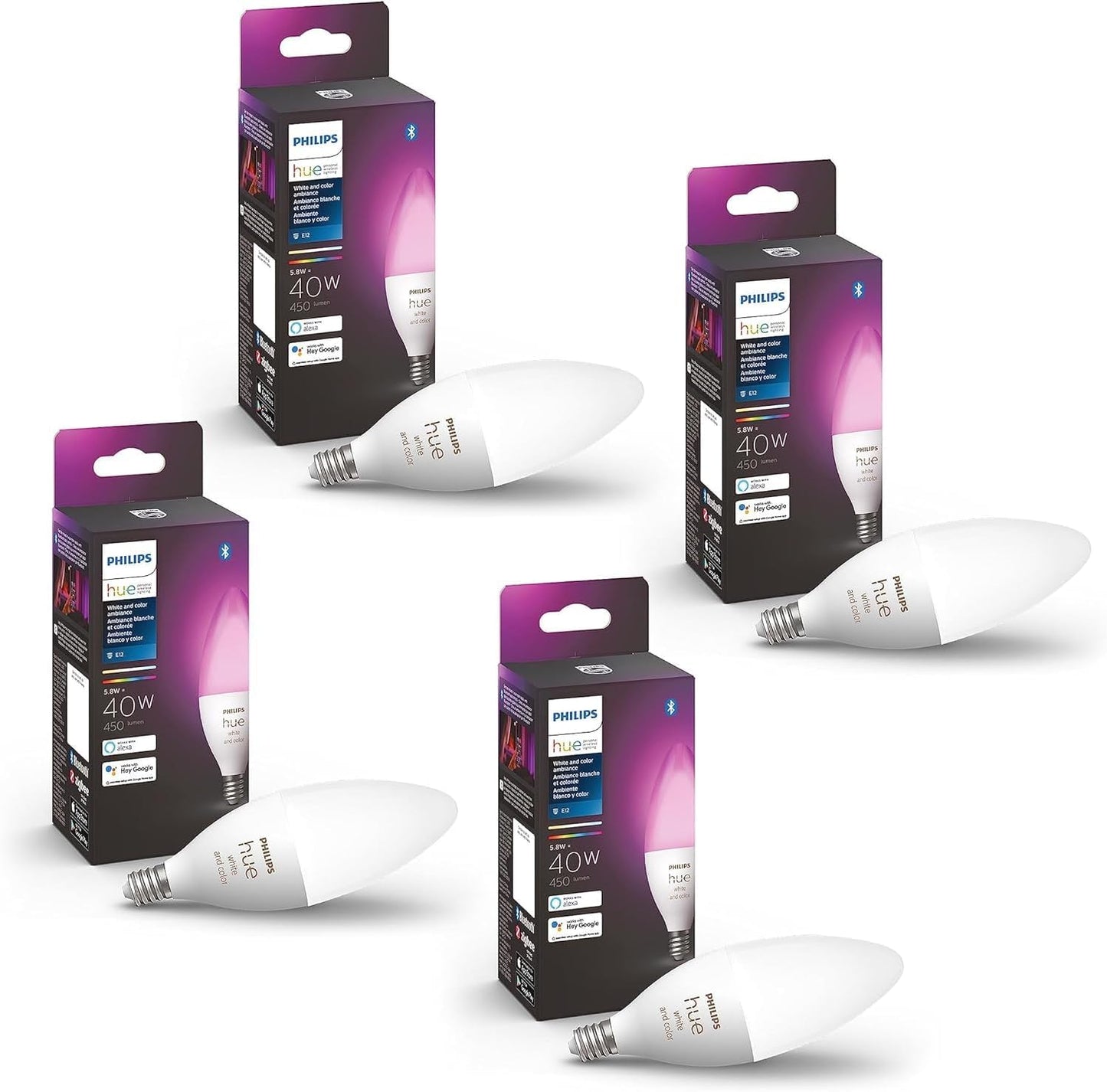 Philips Hue Smart 40W B39 Candle-Shaped LED Bulb - Color Ambiance