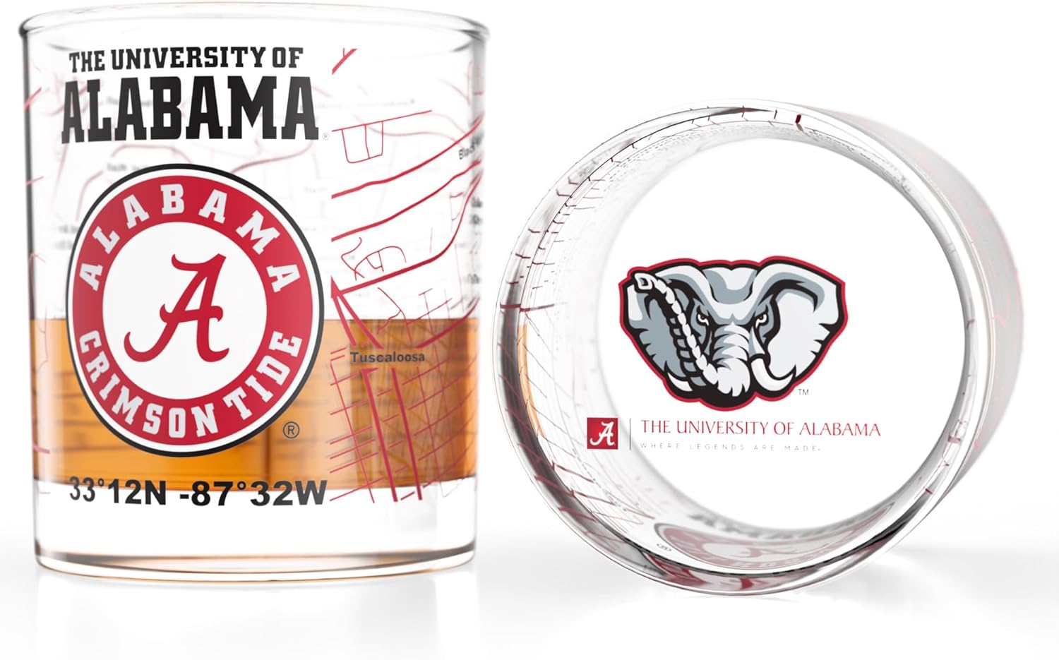 Greenline Goods Alabama Crimson Tide Whiskey Glasses Set