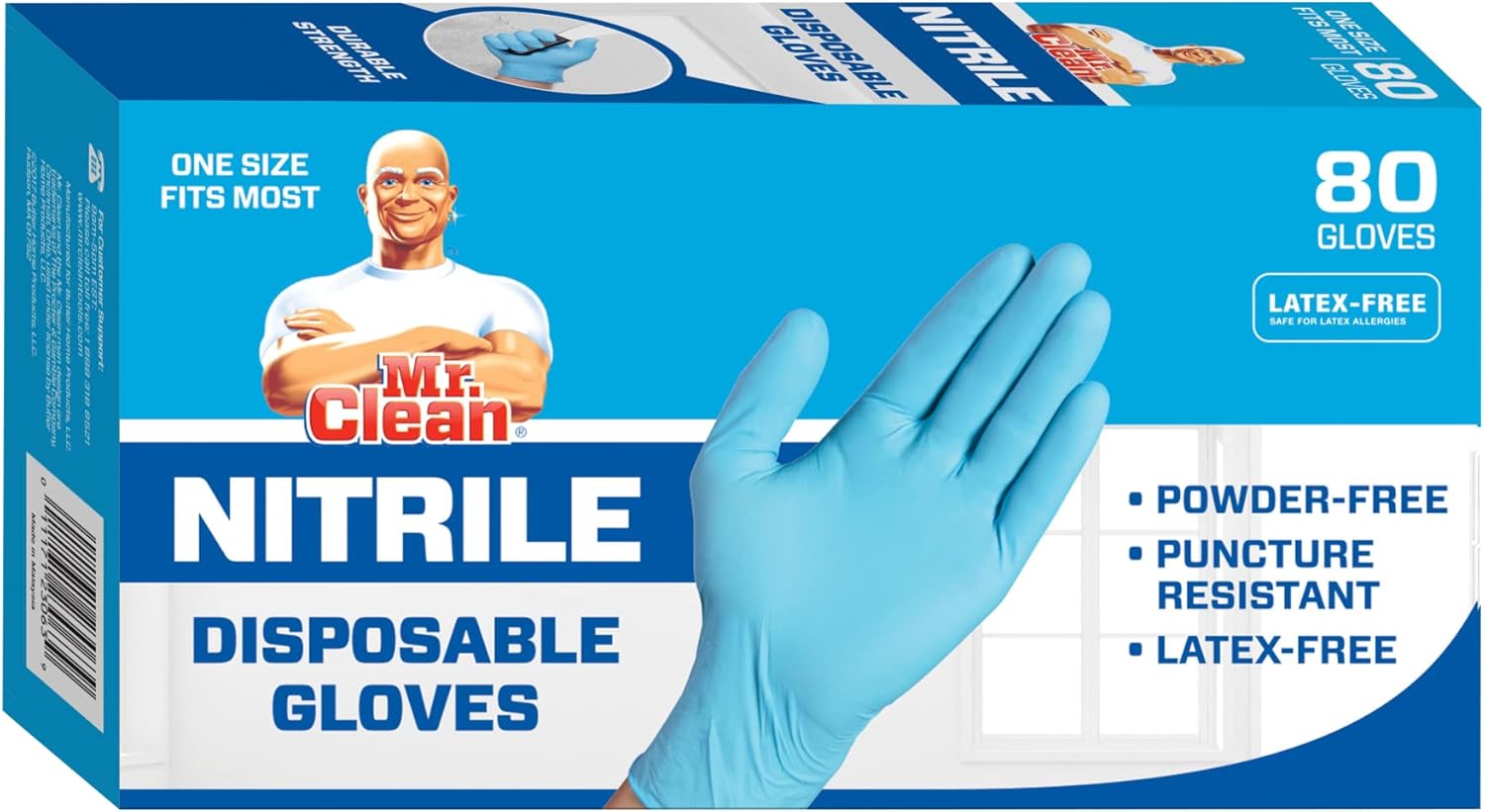 80-Count Mr. Clean Disposable Latex Gloves - Powder Free & Convenient!