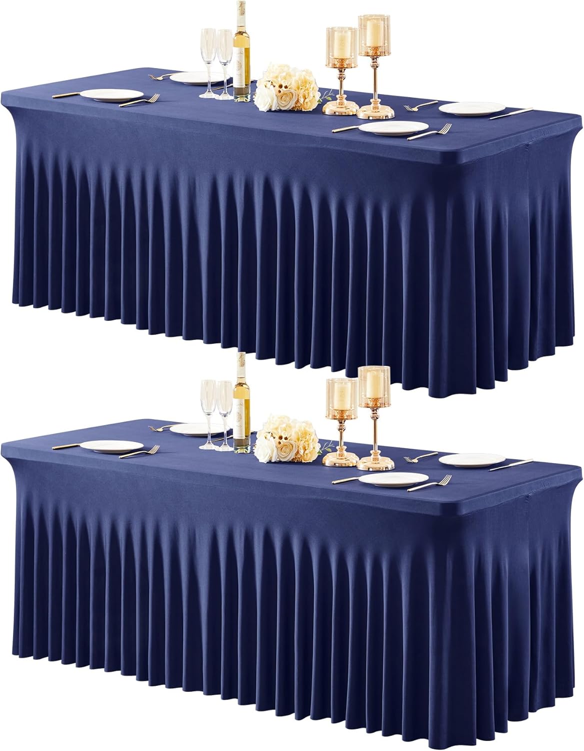 Navy Blue Table Covers for 6 Foot Rectangle Tables - 2 Packs