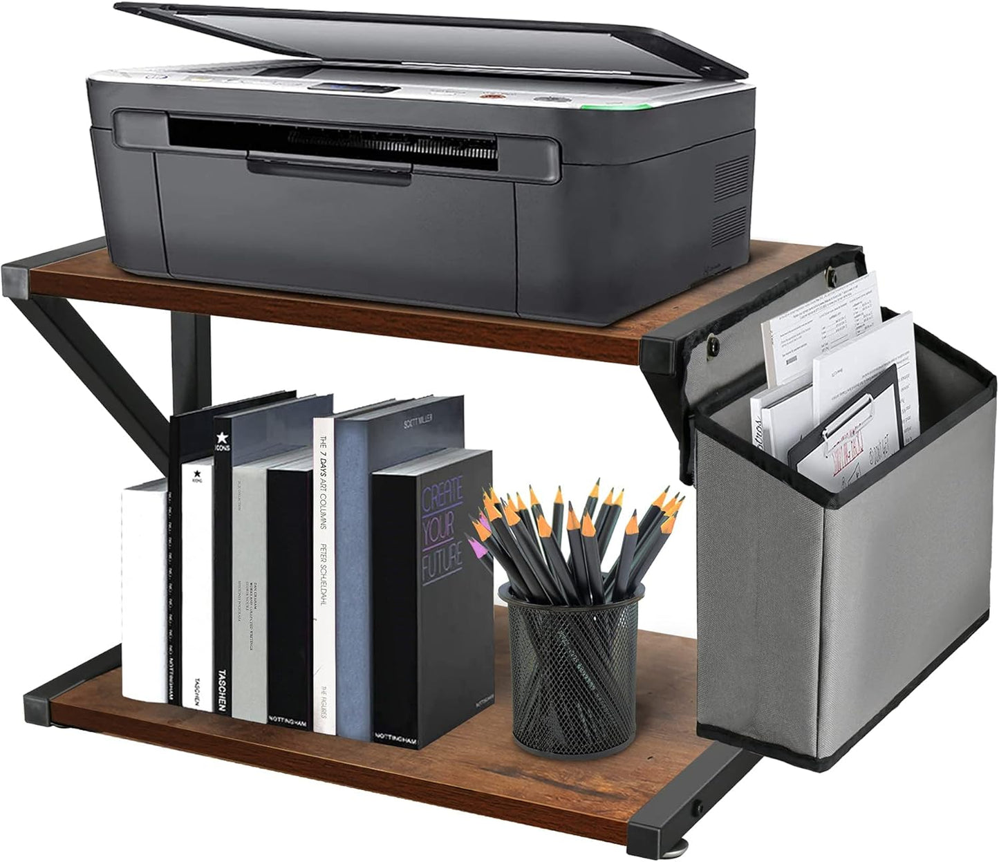 Y&ME YM Desktop Printer Stand with Storage Bag - Organize Efficiently!