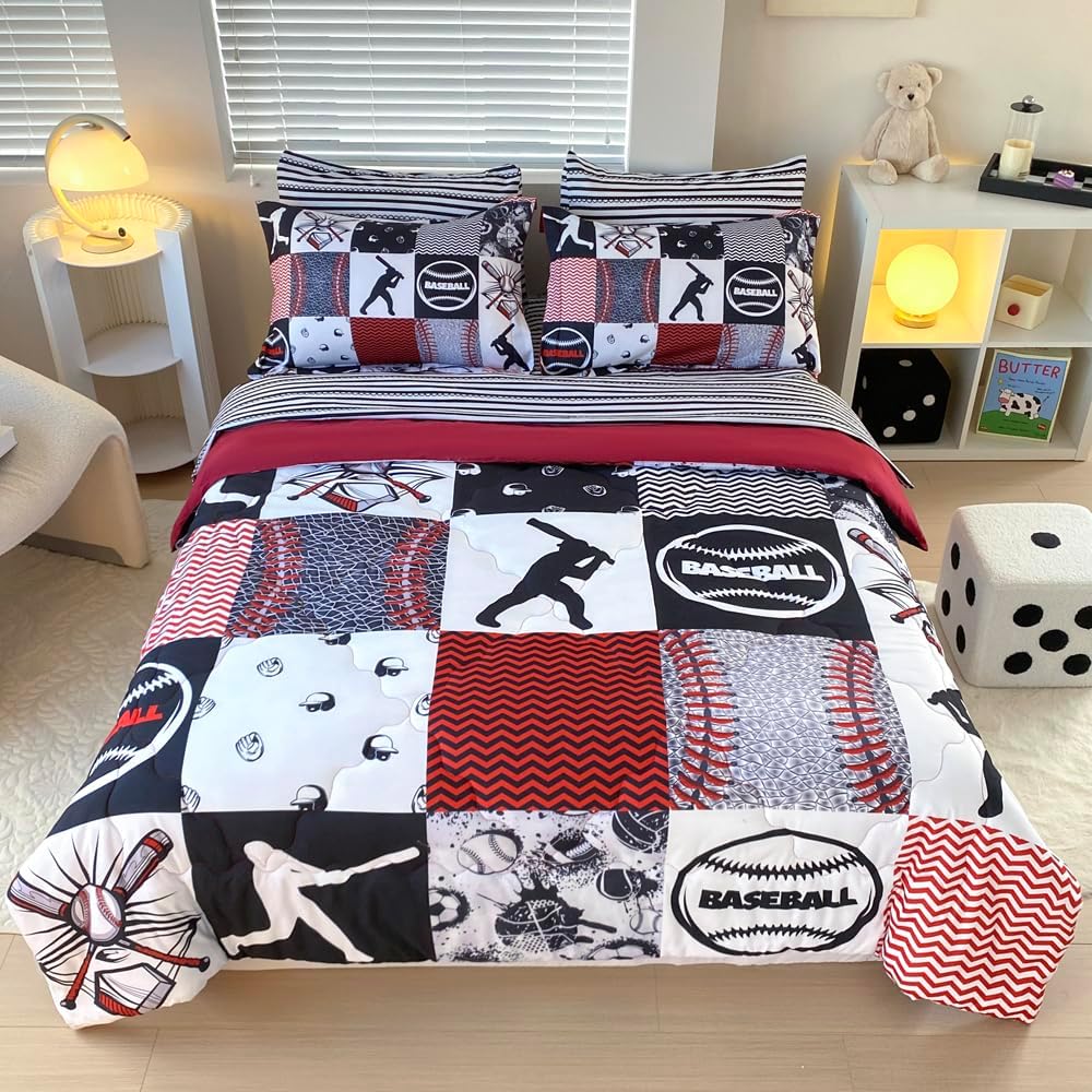 7 Piece Baseball Comforter Set for Kids - Soft and Cozy Bedding