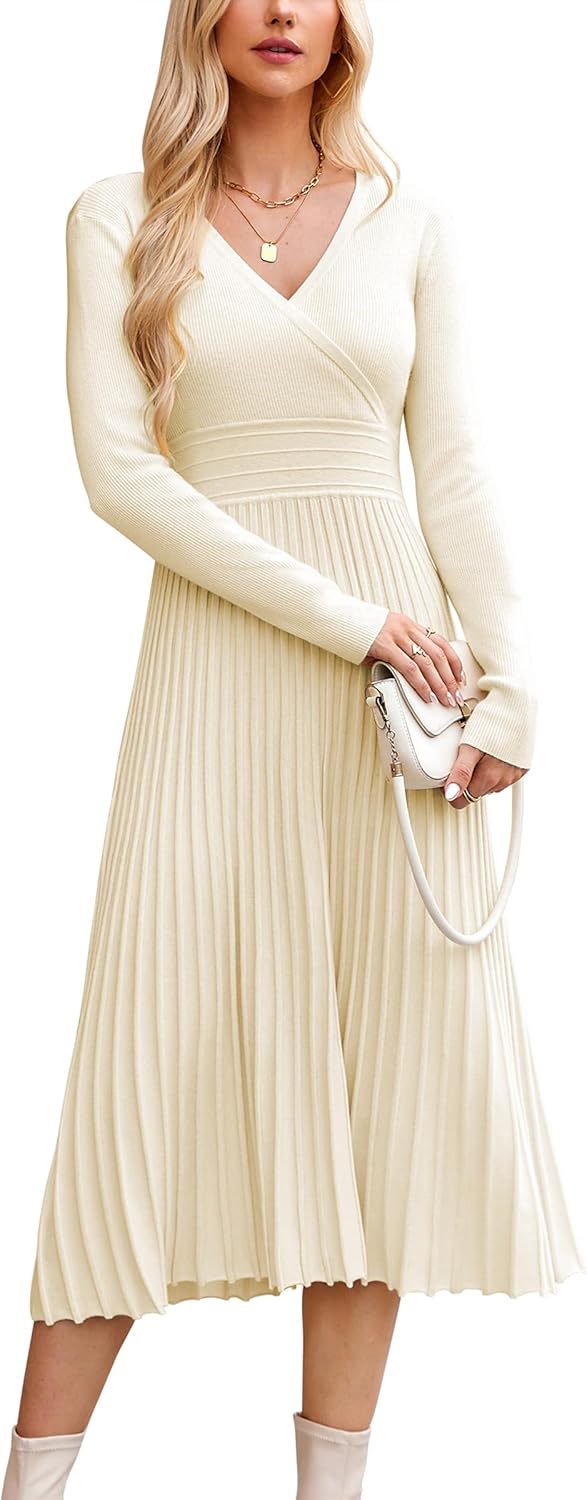 OUGES Women's Fall Maternity Midi Dress for Stylish Comfort