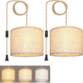 Plug in Pendant Light Hanging Lamp with 15ft Hemp Rope - Plug In Duo
