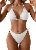 Eomenie Ribbed Bikini Sets for Women - Sexy Halter Triangle Two Piece