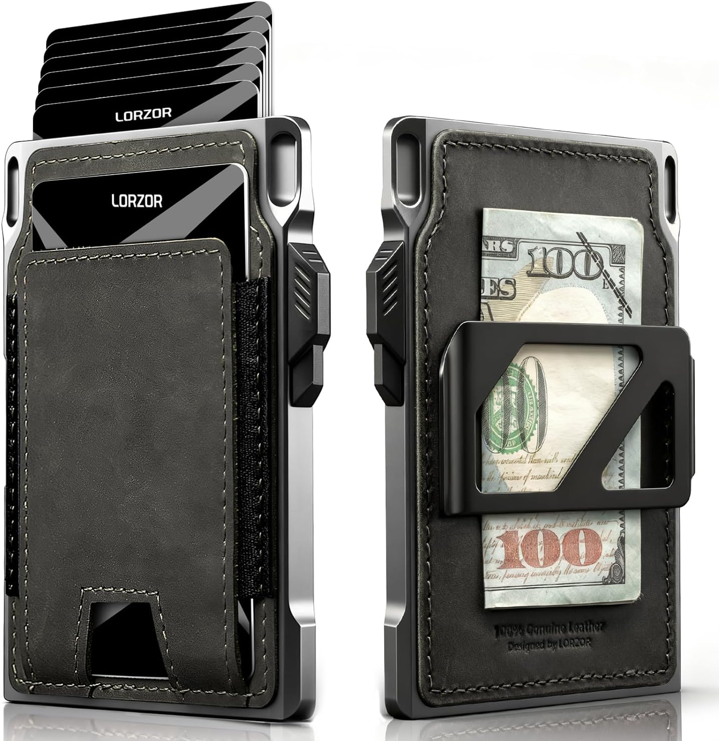 LORZOR Slim Tactical Wallet for Men - Minimalist Leather Design