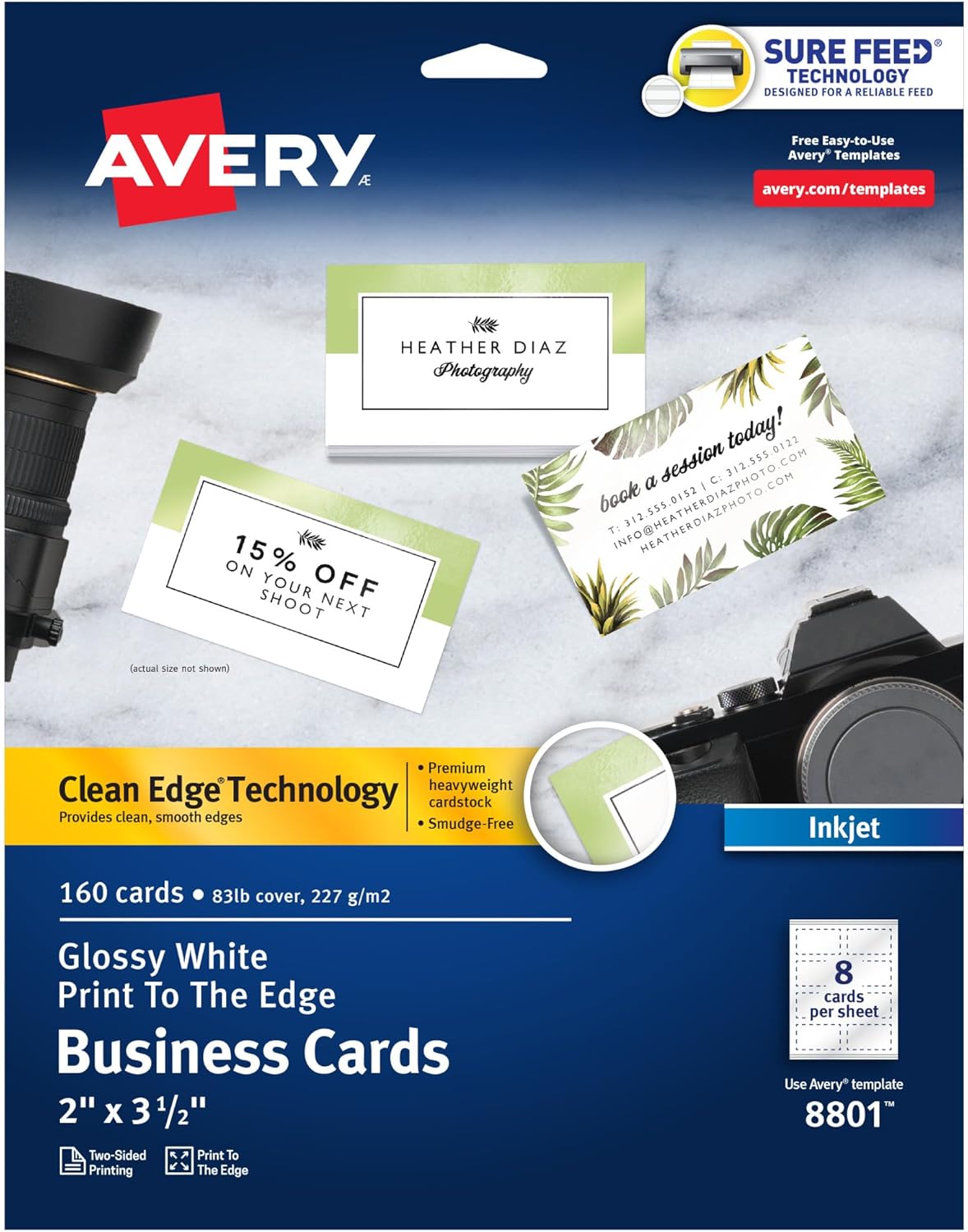 Avery Glossy Business Cards with Sure Feed Technology for DIY
