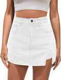 Vetinee Jean Skort High Waisted Denim Mini with Built-In Shorts