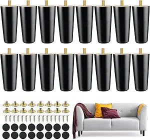 16 Pieces 4 Inch Round Solid Furniture Legs for DIY Projects