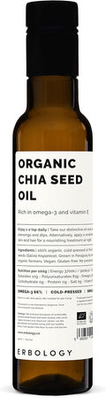 Erbology Organic Chia Seed Oil 8.5 fl oz - Cold-Pressed Omega-3