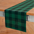 Buffalo Check Linen Table Runner 14 x 72 in - Green Black Plaid