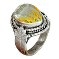 Bumblebee Jasper Natural Gemstone Band Ring - Handmade 925 Silver