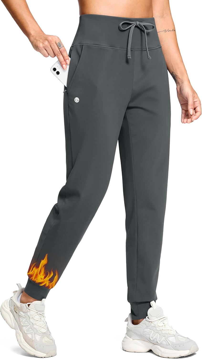 Fleece Lined Joggers for Women - Warm Thermal Sweatpants