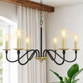 Rustic Farmhouse Candle Chandelier 6-Light 28in - Rustic Black Iron