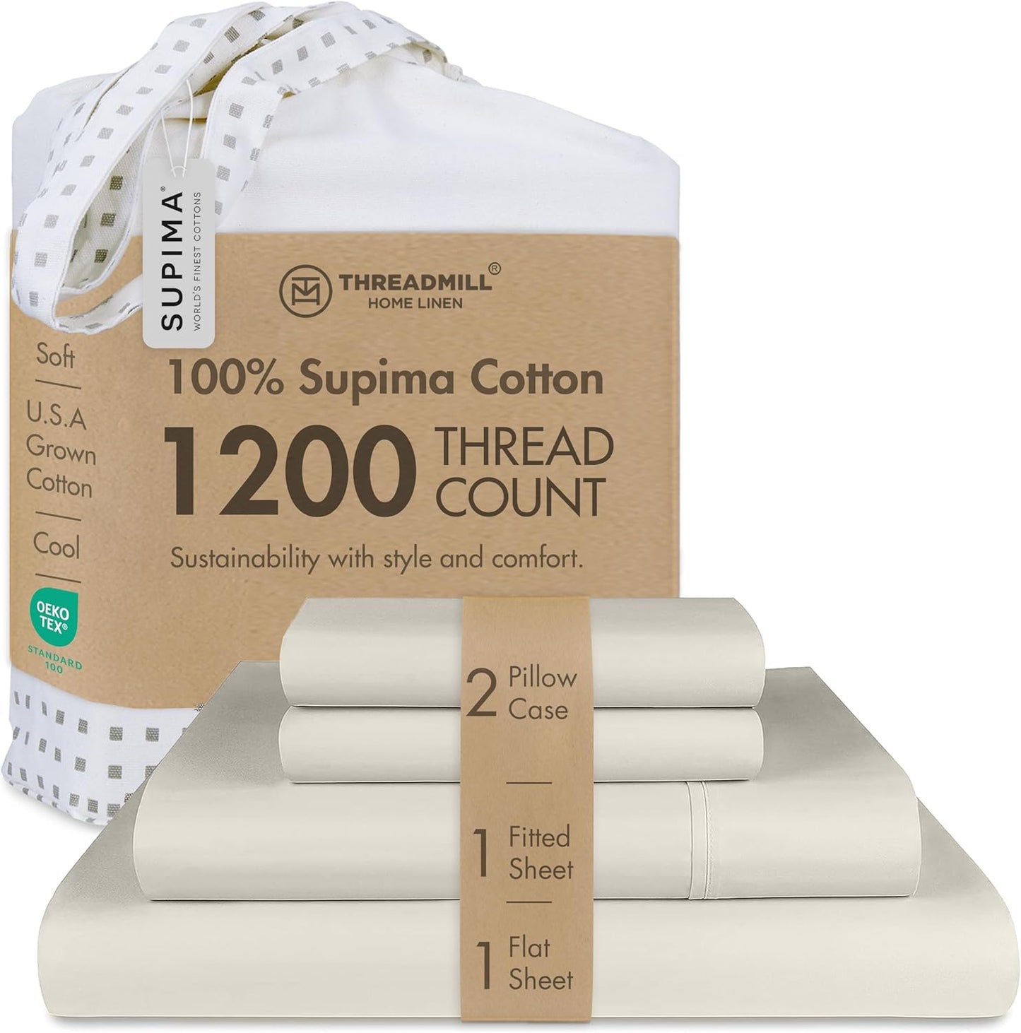 Threadmill Supima Cotton Queen Sheet Set for Luxurious Comfort