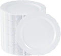 100 Pieces White Plastic Plates 7.5in Dessert Disposable Plates