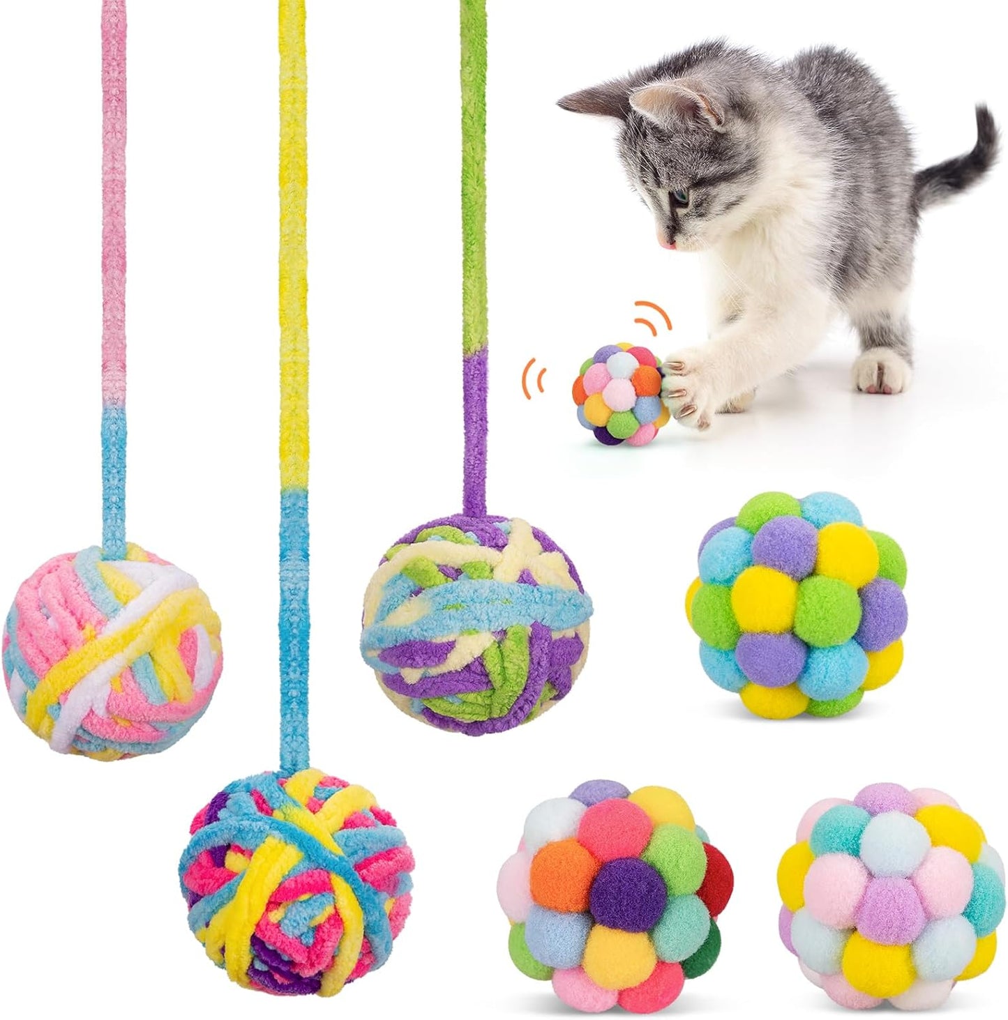 Interactive Cat Toy Set: 6 Pack Bells Balls