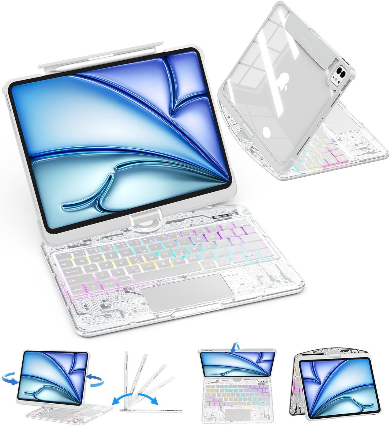 Clear Keyboard Case for iPad Air 11 Inch with Backlit Keys