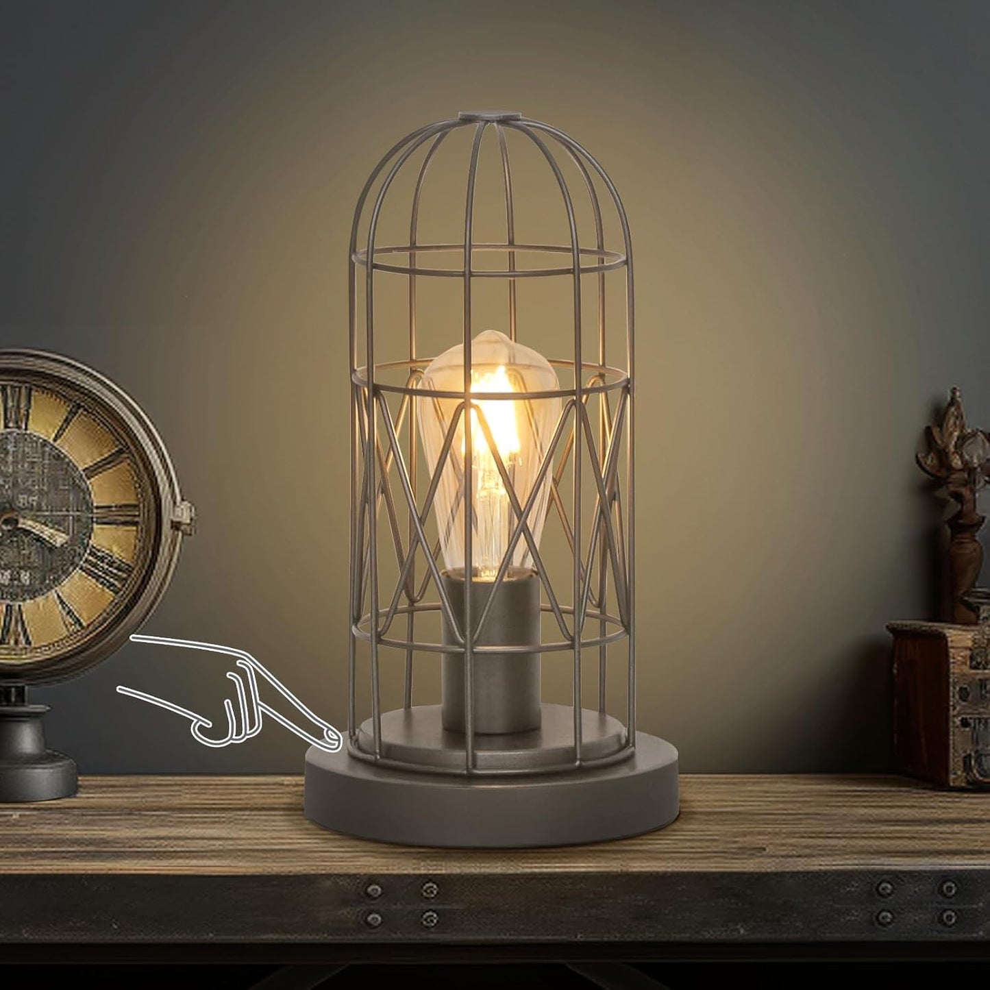 Small Industrial Touch Control Dimmable Table Lamp for Home