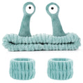 Spa Headband Face Wash Wristband Set Snail Coral Fleece - Cute Care