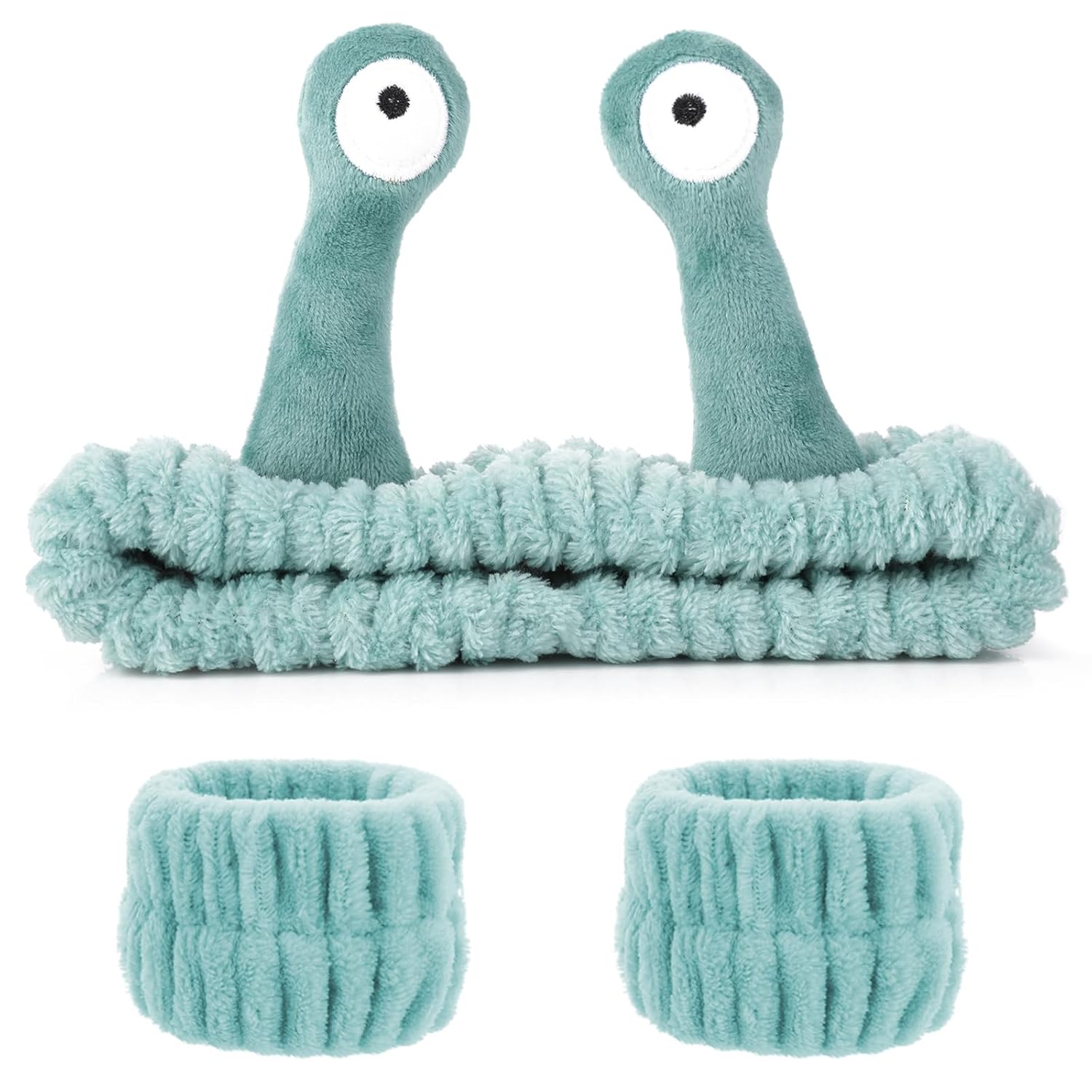Snail Coral Fleece Headband Set - Creative Cute Hair Accessories in Green