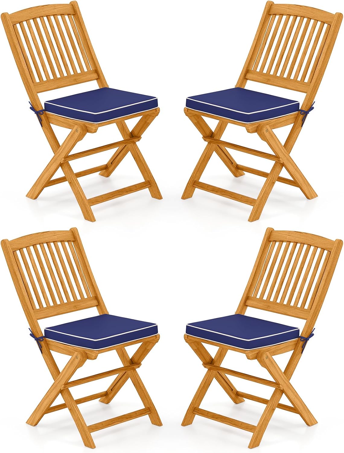 Tangkula Folding Outdoor Dining Chairs with Cushions and Style