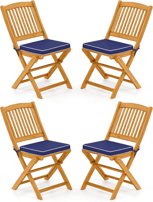 Tangkula Folding Outdoor Dining Chairs with Cushions and Style