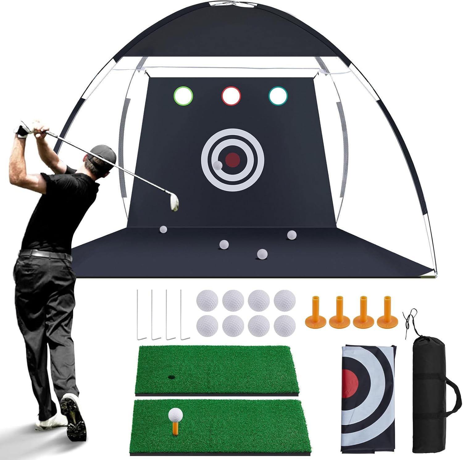 Golf Net with Targets & Mats - Perfect for Home Practice!