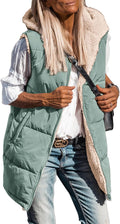 Womens Reversible Long Fleece Vest 2025 - Warm Hooded Mid-Length