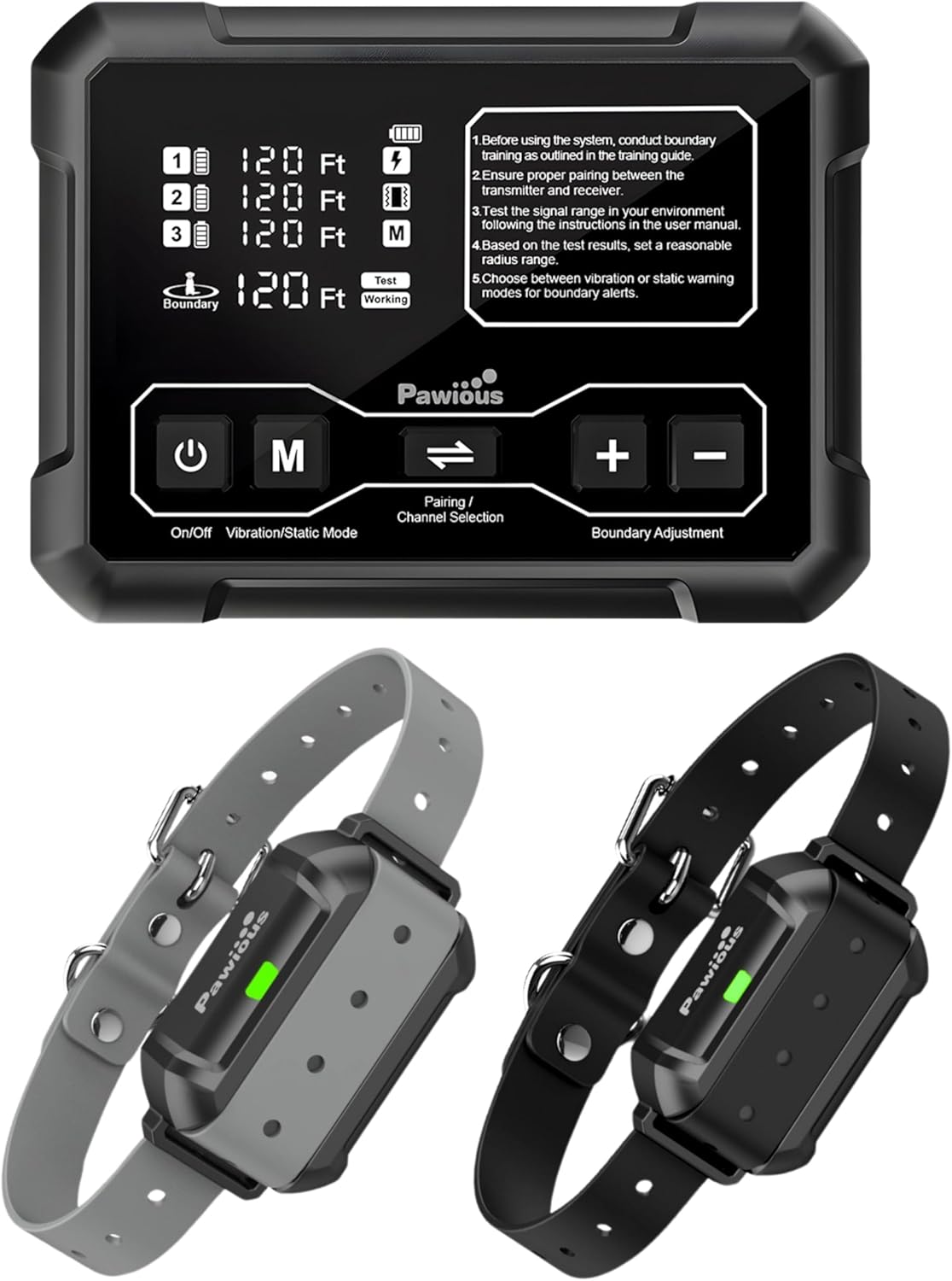 Wireless Dog Fence for 2 Dogs - 1 Acre Coverage, Indoor & Outdoor, Rechargeable - Pawious
