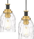 Vintage Adjustable Hanging Light with Water Ripple Glass Shade