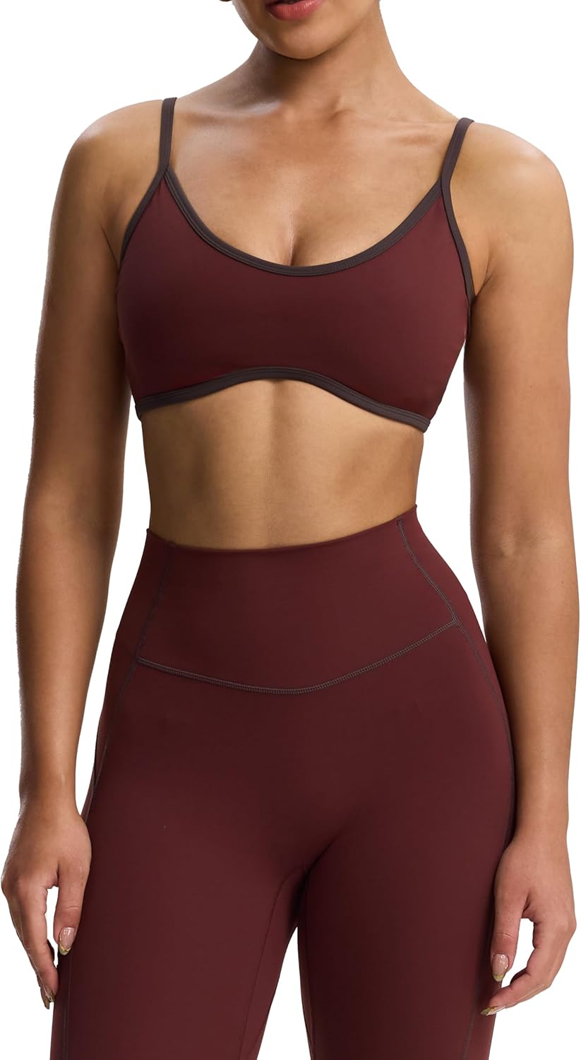 Aoxjox Women's Color Block Workout Sports Bra for Fitness
