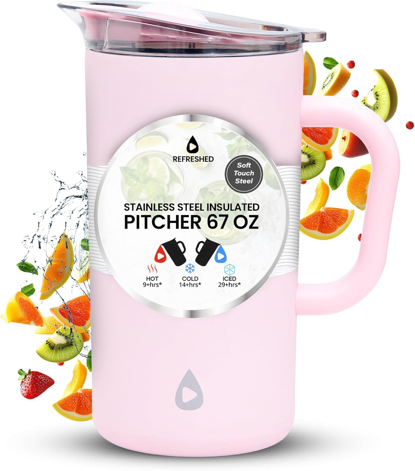 Stainless Steel Insulated Pitcher - 67oz Double Walled Design