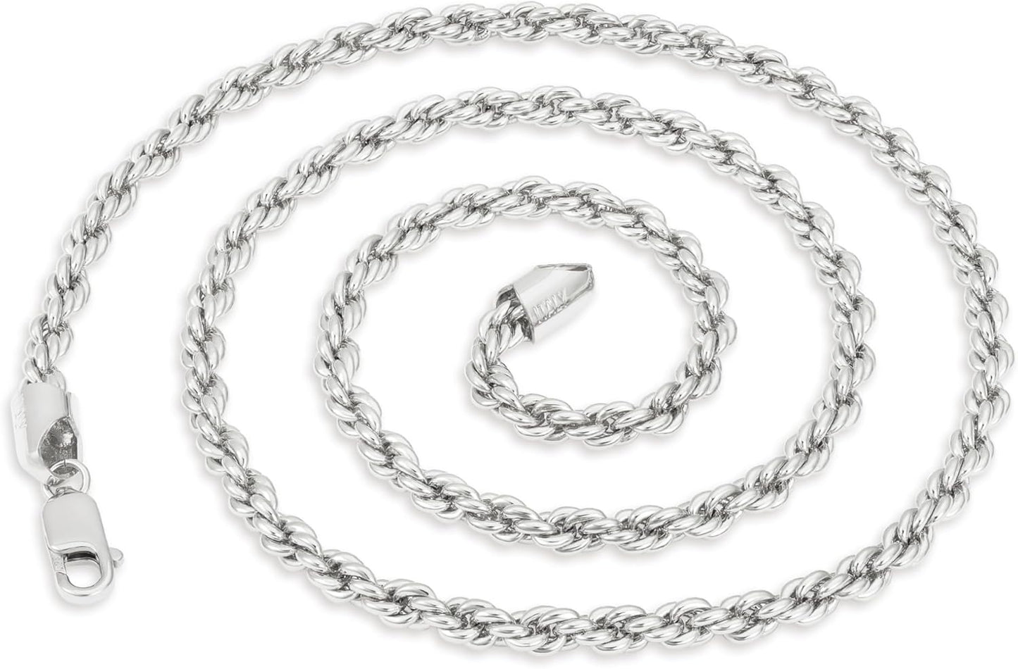 925 Sterling Silver Rope Chain with Lobster Clasp for All