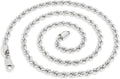 2.5mm Sterling Silver Rope Chain for Men and Women 16-30in - Polished