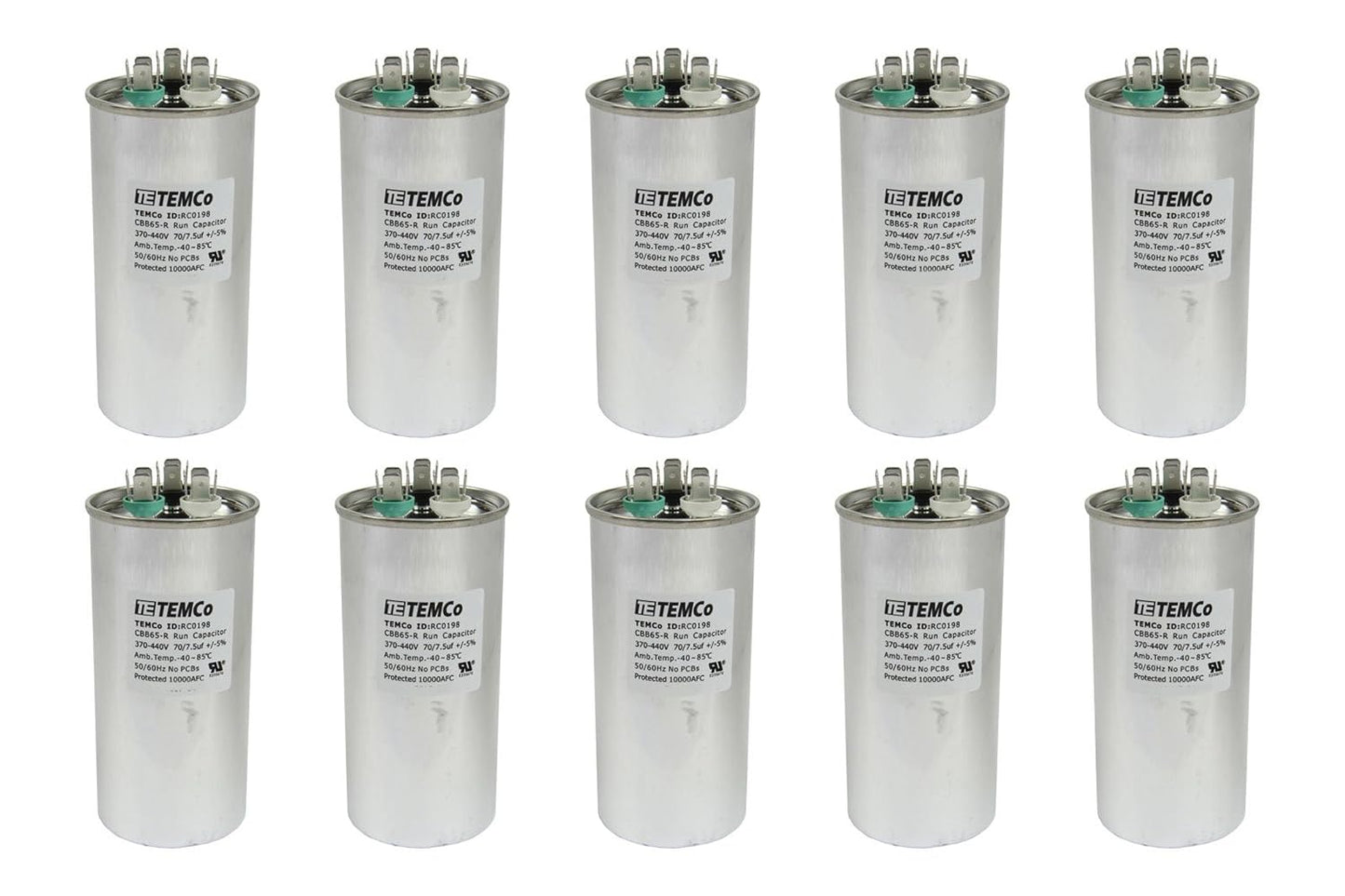 10 Pack Dual Run Capacitor CBB65 for HVAC AC Fan Applications