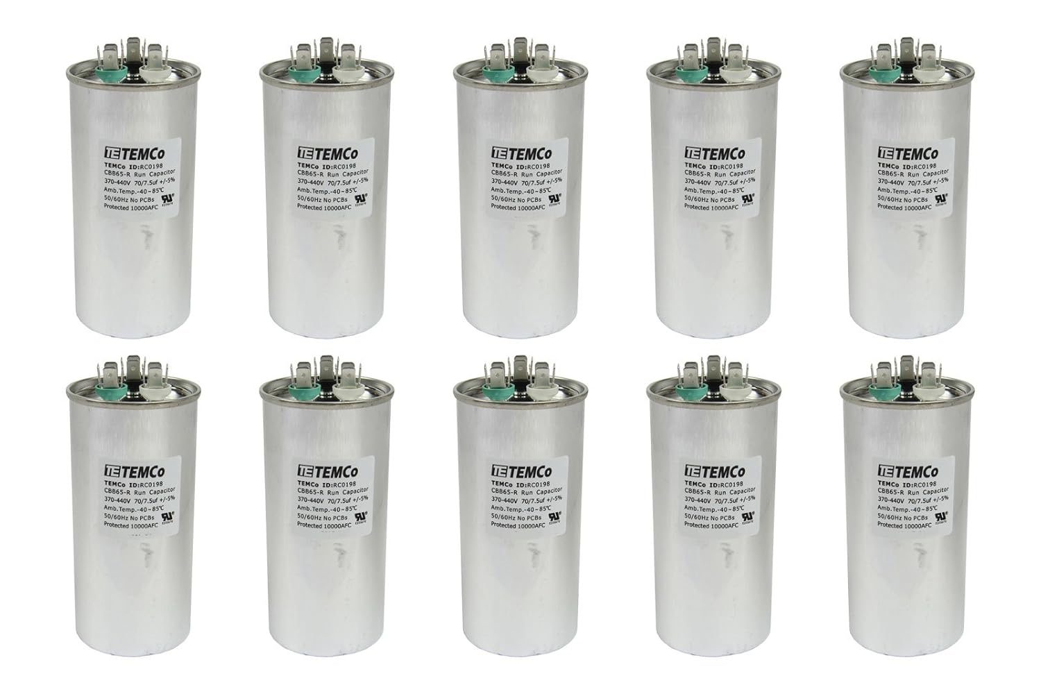 10 Pack Dual Run Capacitor CBB65 for HVAC AC Fan Applications