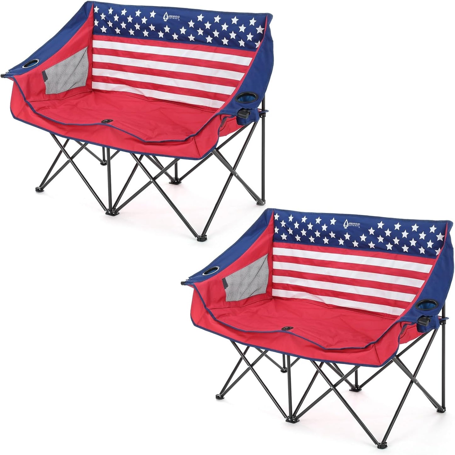 Portable Folding Double Duo Camping Chair Loveseat for Two