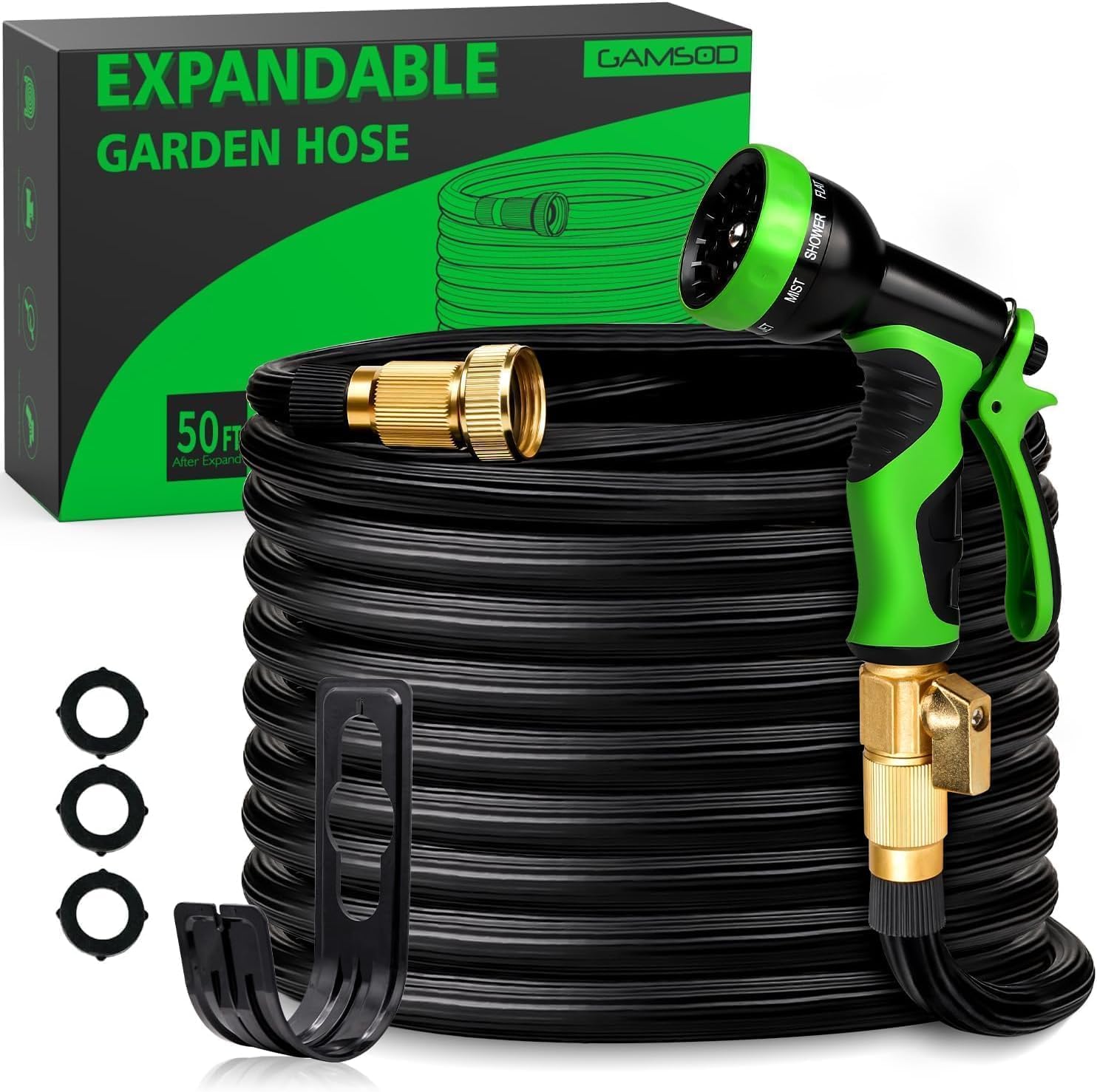 Expandable Garden Hose Up to 50ft with Durable Brass Fittings
